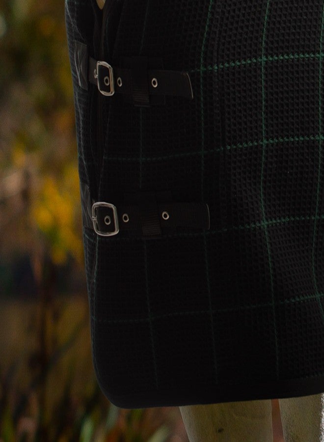 Equinavia Luftig Waffle Cooler | 100% Cotton - Black/Hunter Green - 78 in - Image 3